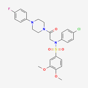 molecular formula C26H27ClFN3O5S B4230393 N-(4-chlorophenyl)-N-{2-[4-(4-fluorophenyl)-1-piperazinyl]-2-oxoethyl}-3,4-dimethoxybenzenesulfonamide 