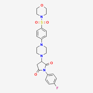molecular formula C24H27FN4O5S B4230403 1-(4-fluorophenyl)-3-{4-[4-(4-morpholinylsulfonyl)phenyl]-1-piperazinyl}-2,5-pyrrolidinedione 