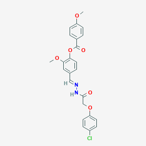 molecular formula C24H21ClN2O6 B423041 4-((E)-{[(4-chlorophenoxy)acetyl]hydrazono}methyl)-2-methoxyphenyl 4-methoxybenzoate 