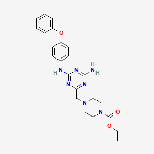 molecular formula C23H27N7O3 B4230415 ethyl 4-({4-amino-6-[(4-phenoxyphenyl)amino]-1,3,5-triazin-2-yl}methyl)-1-piperazinecarboxylate 