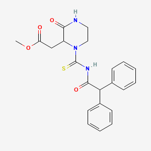 molecular formula C22H23N3O4S B4230425 methyl (1-{[(diphenylacetyl)amino]carbonothioyl}-3-oxo-2-piperazinyl)acetate 