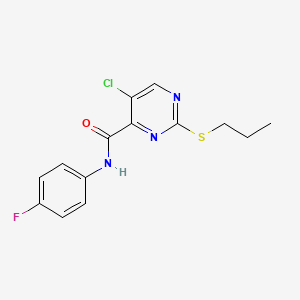 molecular formula C14H13ClFN3OS B4230432 5-chloro-N-(4-fluorophenyl)-2-(propylthio)-4-pyrimidinecarboxamide 