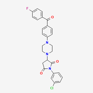 molecular formula C27H23ClFN3O3 B4230437 1-(3-chlorophenyl)-3-{4-[4-(4-fluorobenzoyl)phenyl]-1-piperazinyl}-2,5-pyrrolidinedione 