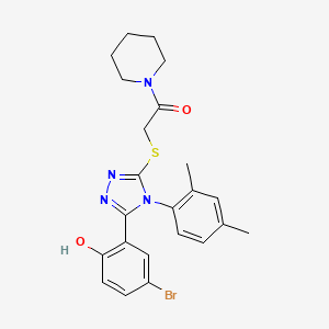 molecular formula C23H25BrN4O2S B4230441 4-bromo-2-(4-(2,4-dimethylphenyl)-5-{[2-oxo-2-(1-piperidinyl)ethyl]thio}-4H-1,2,4-triazol-3-yl)phenol 