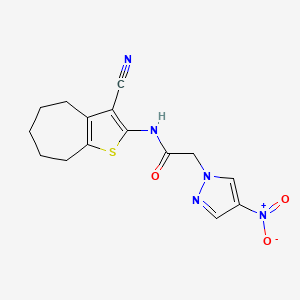 N-(3-cyano-5,6,7,8-tetrahydro-4H-cyclohepta[b]thien-2-yl)-2-(4-nitro-1H-pyrazol-1-yl)acetamide