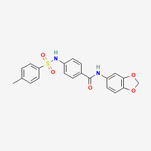 molecular formula C21H18N2O5S B4230454 N-1,3-benzodioxol-5-yl-4-{[(4-methylphenyl)sulfonyl]amino}benzamide 