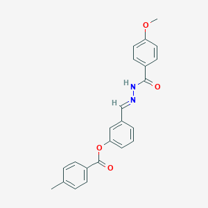 molecular formula C23H20N2O4 B423049 3-[(E)-{2-[(4-methoxyphenyl)carbonyl]hydrazinylidene}methyl]phenyl 4-methylbenzoate 