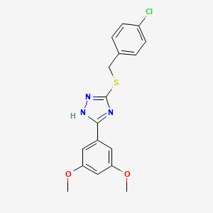 molecular formula C17H16ClN3O2S B4230496 3-[(4-chlorobenzyl)thio]-5-(3,5-dimethoxyphenyl)-4H-1,2,4-triazole 