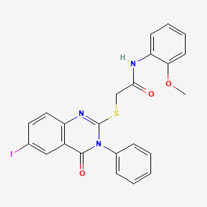 molecular formula C23H18IN3O3S B4230502 2-[(6-iodo-4-oxo-3-phenyl-3,4-dihydro-2-quinazolinyl)thio]-N-(2-methoxyphenyl)acetamide 