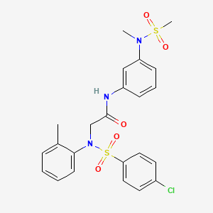 molecular formula C23H24ClN3O5S2 B4230506 N~2~-[(4-chlorophenyl)sulfonyl]-N~1~-{3-[methyl(methylsulfonyl)amino]phenyl}-N~2~-(2-methylphenyl)glycinamide 