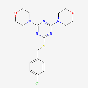 molecular formula C18H22ClN5O2S B4230507 2-[(4-chlorobenzyl)thio]-4,6-di-4-morpholinyl-1,3,5-triazine 