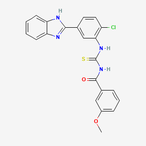 molecular formula C22H17ClN4O2S B4230536 N-({[5-(1H-benzimidazol-2-yl)-2-chlorophenyl]amino}carbonothioyl)-3-methoxybenzamide 