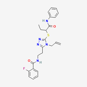 molecular formula C24H26FN5O2S B4230537 N-[2-(4-allyl-5-{[1-(anilinocarbonyl)propyl]thio}-4H-1,2,4-triazol-3-yl)ethyl]-2-fluorobenzamide 