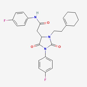 2-[3-[2-(1-cyclohexen-1-yl)ethyl]-1-(4-fluorophenyl)-2,5-dioxo-4-imidazolidinyl]-N-(4-fluorophenyl)acetamide