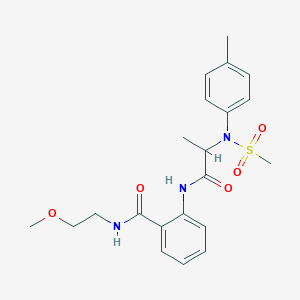 molecular formula C21H27N3O5S B4230559 N-(2-methoxyethyl)-2-{[N-(4-methylphenyl)-N-(methylsulfonyl)alanyl]amino}benzamide 