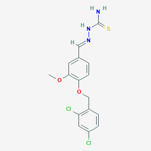 molecular formula C16H15Cl2N3O2S B423056 (2E)-2-{4-[(2,4-dichlorobenzyl)oxy]-3-methoxybenzylidene}hydrazinecarbothioamide 
