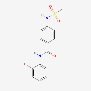 molecular formula C14H13FN2O3S B4230576 N-(2-fluorophenyl)-4-[(methylsulfonyl)amino]benzamide 