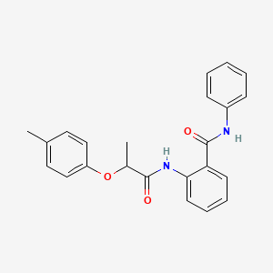 molecular formula C23H22N2O3 B4230579 2-{[2-(4-methylphenoxy)propanoyl]amino}-N-phenylbenzamide 