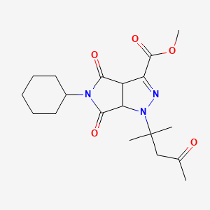 molecular formula C19H27N3O5 B4230585 methyl 5-cyclohexyl-1-(1,1-dimethyl-3-oxobutyl)-4,6-dioxo-1,3a,4,5,6,6a-hexahydropyrrolo[3,4-c]pyrazole-3-carboxylate 