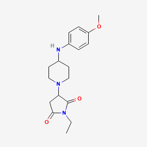 molecular formula C18H25N3O3 B4230587 1-ethyl-3-{4-[(4-methoxyphenyl)amino]-1-piperidinyl}-2,5-pyrrolidinedione 