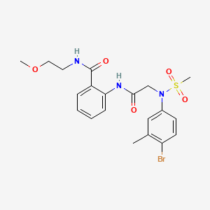 molecular formula C20H24BrN3O5S B4230592 2-{[N-(4-bromo-3-methylphenyl)-N-(methylsulfonyl)glycyl]amino}-N-(2-methoxyethyl)benzamide 