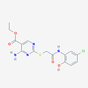 ethyl 4-amino-2-({2-[(5-chloro-2-hydroxyphenyl)amino]-2-oxoethyl}thio)-5-pyrimidinecarboxylate