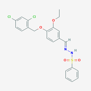 molecular formula C22H20Cl2N2O4S B423061 N'-{4-[(2,4-dichlorobenzyl)oxy]-3-ethoxybenzylidene}benzenesulfonohydrazide 