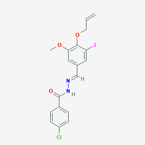 molecular formula C18H16ClIN2O3 B423062 N'-[4-(allyloxy)-3-iodo-5-methoxybenzylidene]-4-chlorobenzohydrazide 