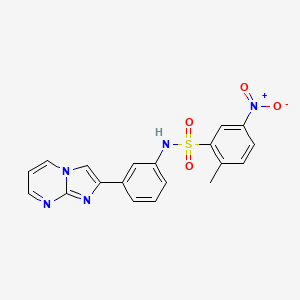 molecular formula C19H15N5O4S B4230634 N-(3-imidazo[1,2-a]pyrimidin-2-ylphenyl)-2-methyl-5-nitrobenzenesulfonamide 