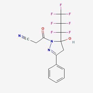 molecular formula C15H10F7N3O2 B4230641 3-[5-(heptafluoropropyl)-5-hydroxy-3-phenyl-4,5-dihydro-1H-pyrazol-1-yl]-3-oxopropanenitrile 