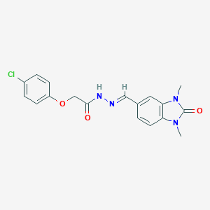 molecular formula C18H17ClN4O3 B423065 2-(4-chlorophenoxy)-N'-[(1,3-dimethyl-2-oxo-2,3-dihydro-1H-benzimidazol-5-yl)methylene]acetohydrazide 