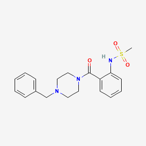 molecular formula C19H23N3O3S B4230655 N-{2-[(4-benzyl-1-piperazinyl)carbonyl]phenyl}methanesulfonamide 