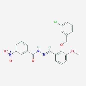 molecular formula C22H18ClN3O5 B423067 N'-{2-[(3-chlorobenzyl)oxy]-3-methoxybenzylidene}-3-nitrobenzohydrazide 