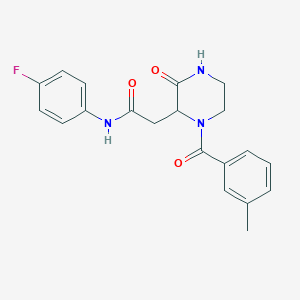 molecular formula C20H20FN3O3 B4230694 N-(4-fluorophenyl)-2-[1-(3-methylbenzoyl)-3-oxo-2-piperazinyl]acetamide 
