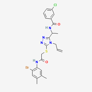 molecular formula C24H25BrClN5O2S B4230738 N-{1-[4-allyl-5-({2-[(2-bromo-4,5-dimethylphenyl)amino]-2-oxoethyl}thio)-4H-1,2,4-triazol-3-yl]ethyl}-3-chlorobenzamide 
