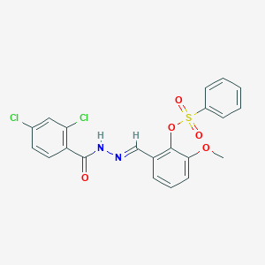 2-[(E)-{2-[(2,4-dichlorophenyl)carbonyl]hydrazinylidene}methyl]-6-methoxyphenyl benzenesulfonate