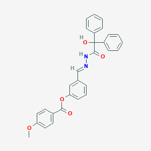 3-[(E)-{2-[hydroxy(diphenyl)acetyl]hydrazinylidene}methyl]phenyl 4-methoxybenzoate
