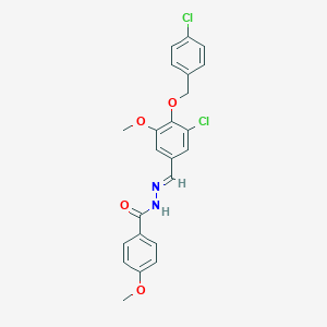 molecular formula C23H20Cl2N2O4 B423079 N'-{3-chloro-4-[(4-chlorobenzyl)oxy]-5-methoxybenzylidene}-4-methoxybenzohydrazide 
