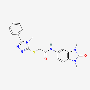 molecular formula C20H20N6O2S B4230801 N-(1,3-dimethyl-2-oxo-2,3-dihydro-1H-benzimidazol-5-yl)-2-[(4-methyl-5-phenyl-4H-1,2,4-triazol-3-yl)thio]acetamide 