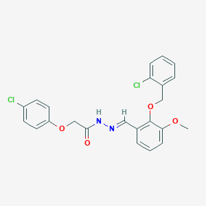 molecular formula C23H20Cl2N2O4 B423081 N'-{2-[(2-chlorobenzyl)oxy]-3-methoxybenzylidene}-2-(4-chlorophenoxy)acetohydrazide 