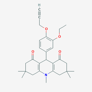 molecular formula C29H35NO4 B423083 9-[3-ethoxy-4-(2-propynyloxy)phenyl]-3,3,6,6,10-pentamethyl-3,4,6,7,9,10-hexahydro-1,8(2H,5H)-acridinedione 