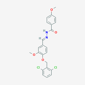 molecular formula C23H20Cl2N2O4 B423085 N'-{4-[(2,6-dichlorobenzyl)oxy]-3-methoxybenzylidene}-4-methoxybenzohydrazide 