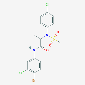 molecular formula C16H15BrCl2N2O3S B4230858 N~1~-(4-bromo-3-chlorophenyl)-N~2~-(4-chlorophenyl)-N~2~-(methylsulfonyl)alaninamide 