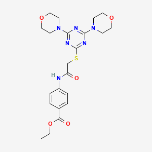 molecular formula C22H28N6O5S B4230867 ethyl 4-({[(4,6-di-4-morpholinyl-1,3,5-triazin-2-yl)thio]acetyl}amino)benzoate 