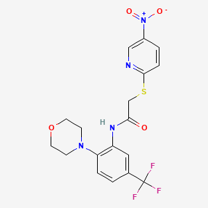 molecular formula C18H17F3N4O4S B4230886 N-[2-(4-morpholinyl)-5-(trifluoromethyl)phenyl]-2-[(5-nitro-2-pyridinyl)thio]acetamide 