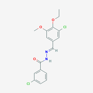 molecular formula C17H16Cl2N2O3 B423089 3-chloro-N'-(3-chloro-4-ethoxy-5-methoxybenzylidene)benzohydrazide 