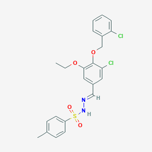 molecular formula C23H22Cl2N2O4S B423090 N'-{3-chloro-4-[(2-chlorobenzyl)oxy]-5-ethoxybenzylidene}-4-methylbenzenesulfonohydrazide 