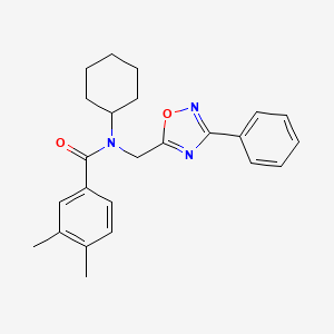 N-cyclohexyl-3,4-dimethyl-N-[(3-phenyl-1,2,4-oxadiazol-5-yl)methyl]benzamide