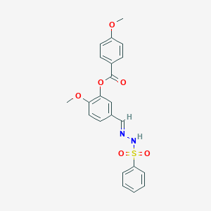 molecular formula C22H20N2O6S B423092 2-Methoxy-5-[2-(phenylsulfonyl)carbohydrazonoyl]phenyl 4-methoxybenzoate 