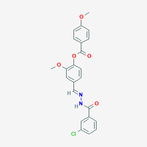 molecular formula C23H19ClN2O5 B423099 4-(2-(3-Chlorobenzoyl)carbohydrazonoyl)-2-methoxyphenyl 4-methoxybenzoate 